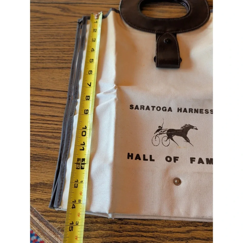 Vintage Saratoga Harness H.o.f Canvass Tote Bag With Leather Handles